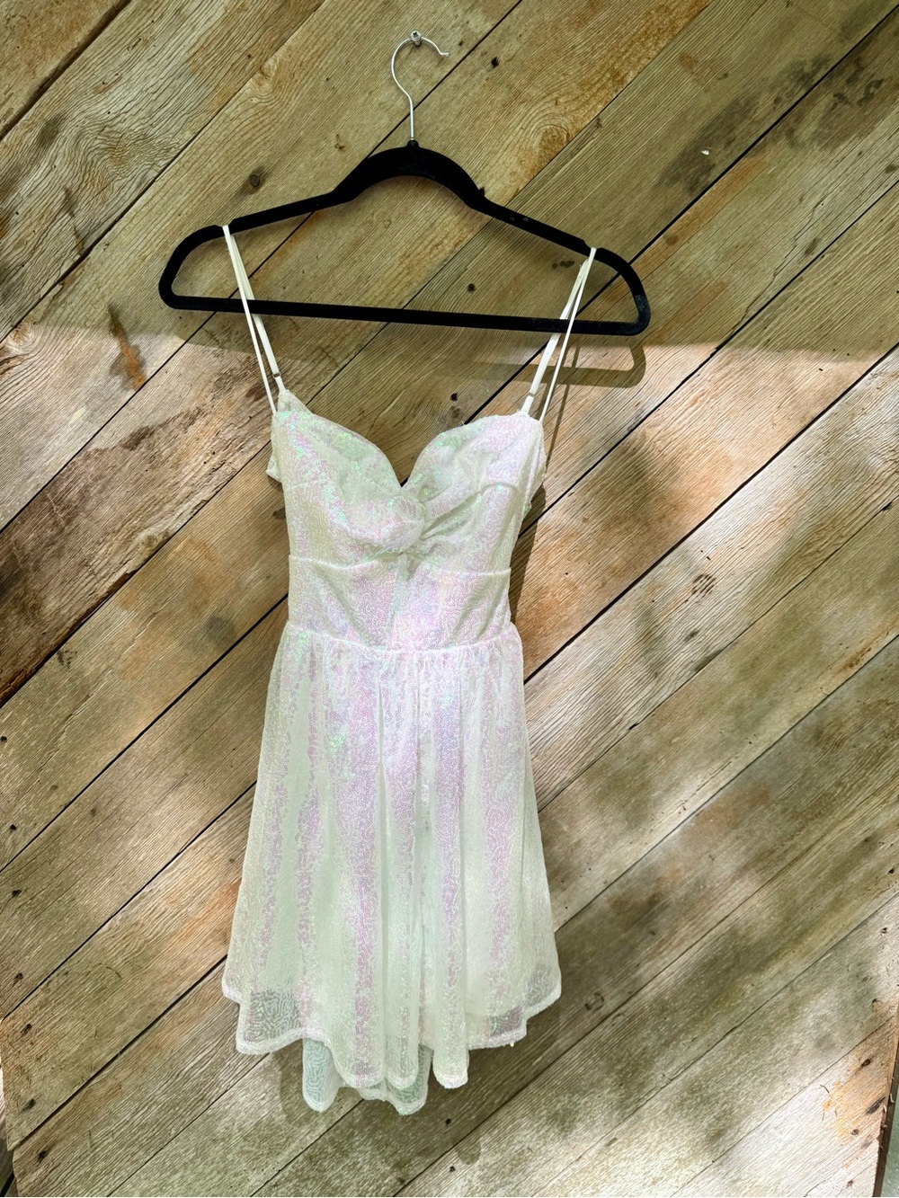 Lucy in the Sky Iridescent White Backless Spaghetti Strap Dress XS